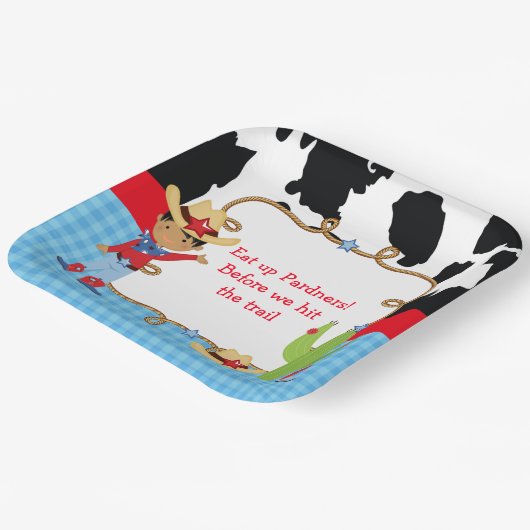 Afrikaanse Amerikaanse Cowboy Westerne Birthday Pa Papieren Bordje (Gebogen)