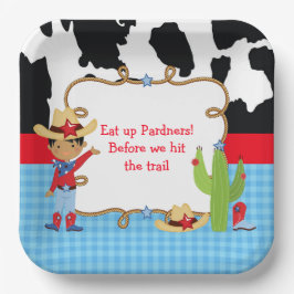 Afrikaanse Amerikaanse Cowboy Westerne Birthday Pa Papieren Bordje