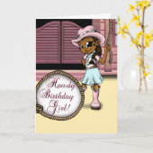 Afrikaanse Amerikaanse Cowgirl Birthday Kaart (Gele Bloem)