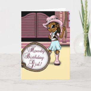 Afrikaanse Amerikaanse Cowgirl Birthday Kaart