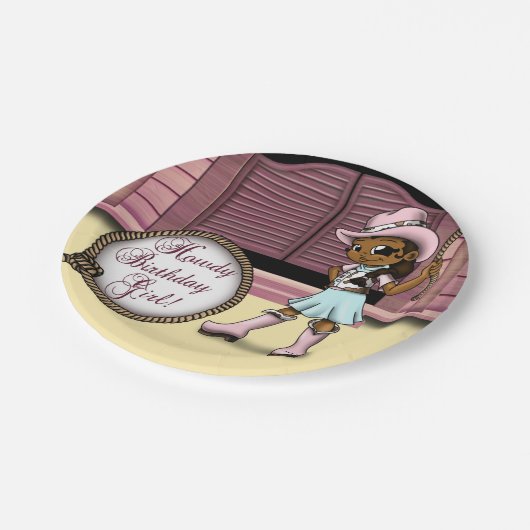 Afrikaanse Amerikaanse Cowgirl Birthday Papieren Bordje (Gekanteld)