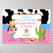 Afrikaanse Amerikaanse cowgirl Birthday Poster (Voorkant)