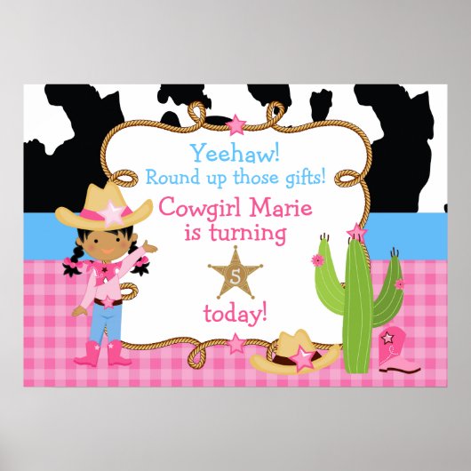 Afrikaanse Amerikaanse cowgirl Birthday Poster (Voorkant)