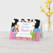 Afrikaanse Amerikaanse Cowgirl Westerne Birthday P Kaart (Gele Bloem)