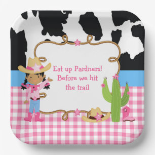 Afrikaanse Amerikaanse Cowgirl Westerne Birthday P Papieren Bordje