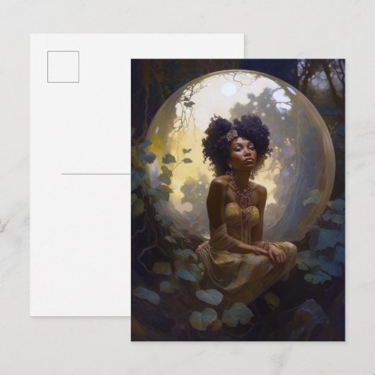 Afrikaanse Amerikaanse Crystal Ball Fantasy Briefkaart (Voorkant / Achterkant)