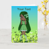 Afrikaanse Amerikaanse Dame Lime Wenskaart Kaart (Gele Bloem)