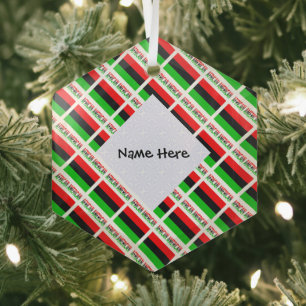 Afrikaanse Amerikaanse diaspora met vlag Hexagon Glas Ornament