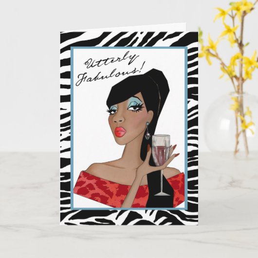 Afrikaanse Amerikaanse diva "Utterly Fabulous" Kaart (Gele Bloem)