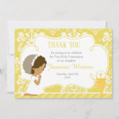 Afrikaanse Amerikaanse Eerste CommunieDamask Bedankkaart (Voorkant)