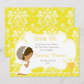 Afrikaanse Amerikaanse Eerste CommunieDamask Bedankkaart (Voorkant / Achterkant)
