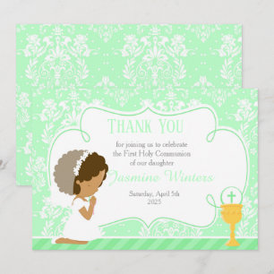 Afrikaanse Amerikaanse Eerste CommunieDamask Bedankkaart