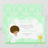 Afrikaanse Amerikaanse Eerste CommunieDamask Bedankkaart (Voorkant / Achterkant)