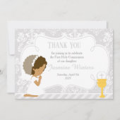 Afrikaanse Amerikaanse Eerste CommunieDamask Bedankkaart (Voorkant)