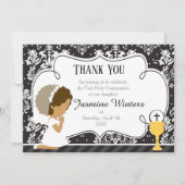 Afrikaanse Amerikaanse Eerste CommunieDamask Bedankkaart (Voorkant)