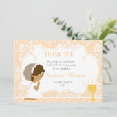 Afrikaanse Amerikaanse Eerste CommunieDamask Bedankkaart (Staand voorkant)