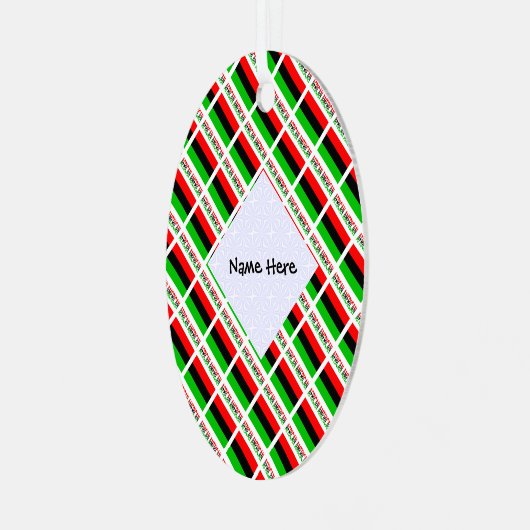 Afrikaanse Amerikaanse en Diaspora Vlaggentigernaa Metalen Ornament (Voorkant links)