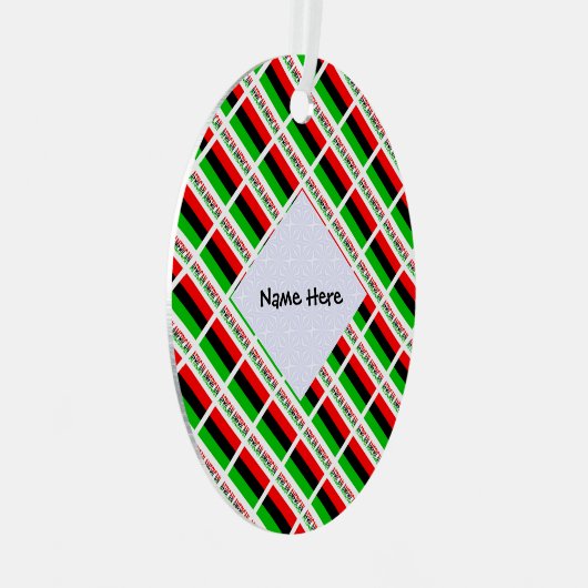 Afrikaanse Amerikaanse en Diaspora Vlaggentigernaa Metalen Ornament (Voorkant Rechts)