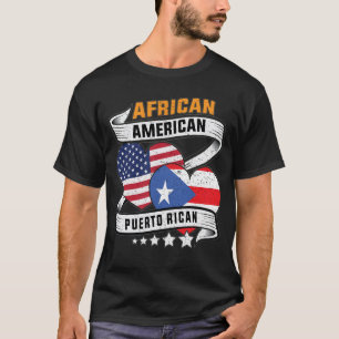 Afrikaanse Amerikaanse en Puerto Ricaanse vlag T-shirt