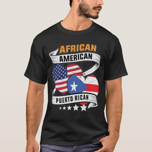 Afrikaanse Amerikaanse en Puerto Ricaanse vlag T-shirt (Voorkant)