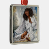 Afrikaanse Amerikaanse engel en Baby Jesus Metalen Ornament (Rechts)