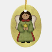 Afrikaanse Amerikaanse engel Keramisch Ornament (Voorkant)