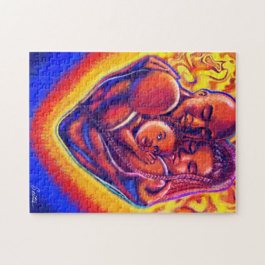 Afrikaanse Amerikaanse familie Legpuzzel (Horizontaal)