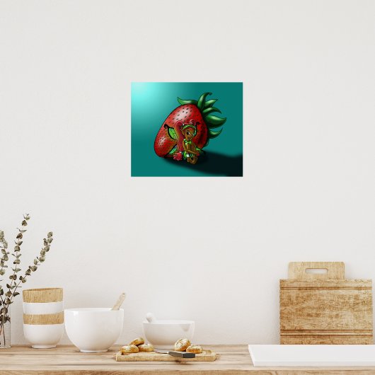 Afrikaanse Amerikaanse feier en aardbei Poster (Keuken)