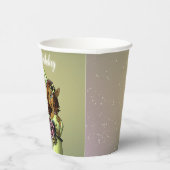 Afrikaanse Amerikaanse feier en bloemen Birthday Papieren Bekers (Rechts)