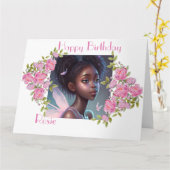 Afrikaanse Amerikaanse feilloos, mooie zwarte fee. Kaart (Gele Bloem)