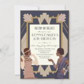 Afrikaanse Amerikaanse Gatsby Art Deco Birthday Kaart (Voorkant)