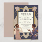 Afrikaanse Amerikaanse Gatsby Art Deco Birthday Kaart (Voorkant / Achterkant)