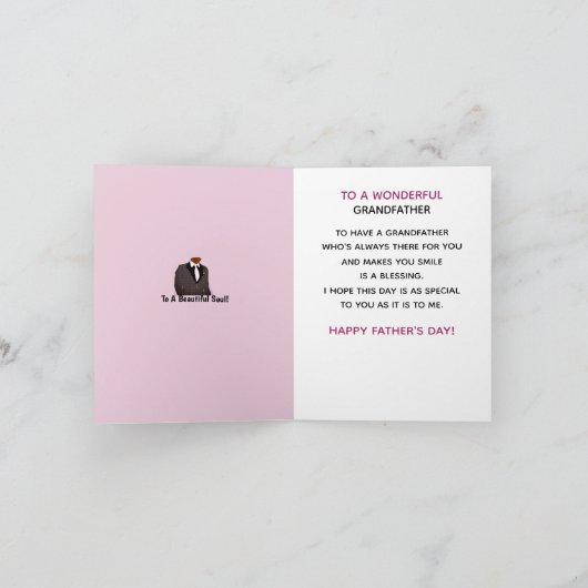 Afrikaanse Amerikaanse grootvader Vaderdag Kaart (Binnen)