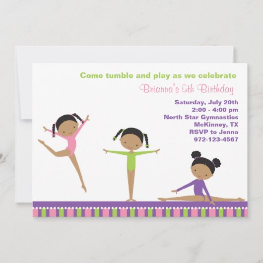 Afrikaanse Amerikaanse Gymnastiekuitnodigingen Kaart (Voorkant)