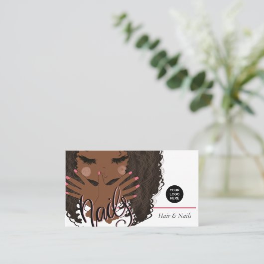 Afrikaanse Amerikaanse Haar en Nails Beauty Salon  Visitekaartje (Staand voorkant)