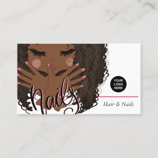 Afrikaanse Amerikaanse Haar en Nails Beauty Salon  Visitekaartje (Voorkant)