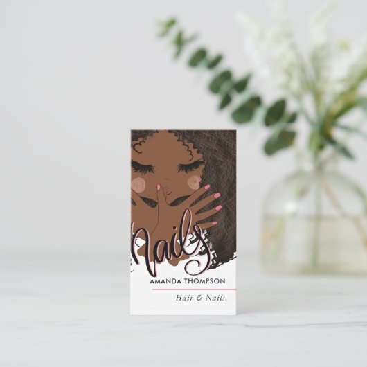 Afrikaanse Amerikaanse Haar en Nails Beauty Salon  Visitekaartje (Staand voorkant)