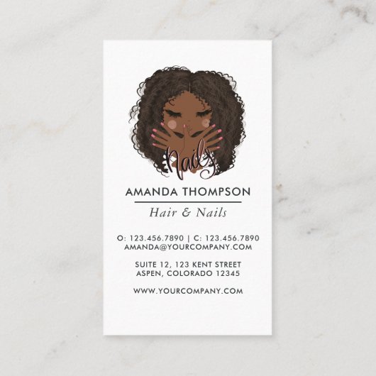 Afrikaanse Amerikaanse Haar en Nails Beauty Salon  Visitekaartje (Achterkant)
