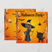 Afrikaanse Amerikaanse heks- en kattenhalloween-pa Kaart (Voorkant / Achterkant)