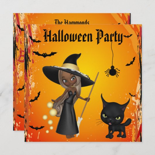 Afrikaanse Amerikaanse heks- en kattenhalloween-pa Kaart (Voorkant / Achterkant)