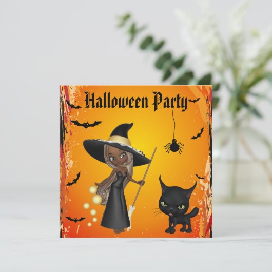Afrikaanse Amerikaanse heks- en kattenhalloween-pa Kaart (Staand voorkant)