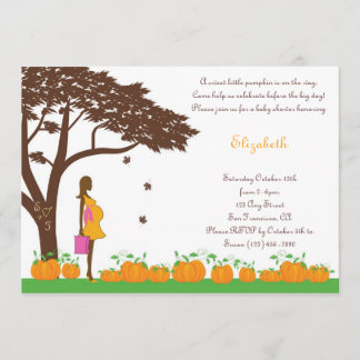 Afrikaanse Amerikaanse Herfst Girl Baby Shower-uit Kaart