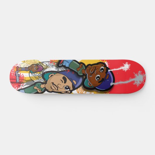 Afrikaanse Amerikaanse Hip Hop Cartoon Skateboard (Horizontaal)