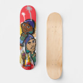 Afrikaanse Amerikaanse Hip Hop Cartoon Skateboard (Voorkant)