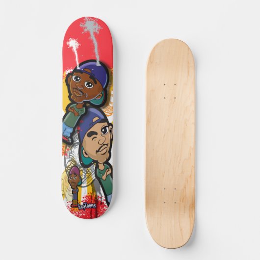 Afrikaanse Amerikaanse Hip Hop Cartoon Skateboard (Voorkant)