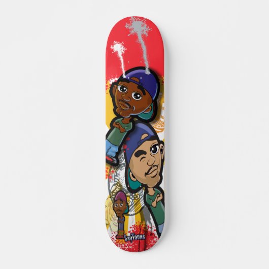 Afrikaanse Amerikaanse Hip Hop Cartoon Skateboard (Voorkant)