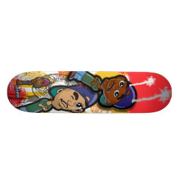 Afrikaanse Amerikaanse Hip Hop Cartoon Skateboard
