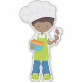 Afrikaanse Amerikaanse jongen, bakken, bakkerij, b Sticker (Voorkant)