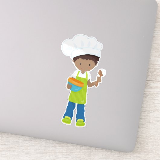 Afrikaanse Amerikaanse jongen, bakken, bakkerij, b Sticker (Detail)