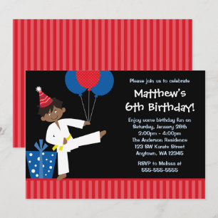Afrikaanse Amerikaanse Jongen Balloons Taekwondo B Kaart